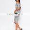 Wholesale Midi Dress Offer Shoulder In Stripe With Short Sleeve