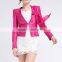 Latest Design Short Style Women PU Leather Jacket With Lace