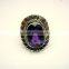 Amethyst Facet 925 Sterling Silver Ring, Checker Cut Purple Gemstone Ring, Designer Oxidized Silver Handmade Ring