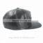 5 Panel Plain PU Leather Snapback Black Cap