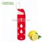 cute heat-resistant glass water bottle with silicone sleeve and straw