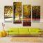 Modern golden autumn Fallen leaves landscape canvas prints 4 panels