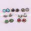Natural Assorted Stone Stud Earrings Pave Crystal Druzy Jewelry