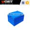 Space saving durable foldable plastic storage large crate with lid