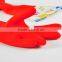 Red Wide Mouth Plus Velvet Long Flower Rubber Gloves Antiskid Household Dishwashing Cleaning Warm Gloves