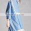 womens clothing oem dolman sleeves button front summer dress Denim Crochet Fringe Dress