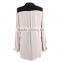 Direct factory supply long sleeve white black contrast simple design elegant chiffon blouse for middle aged women