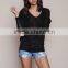 MGOO New Arrival Black Light Knit Tops Sweaters Hi Low Snoopneck Plain Women Sexy Loose Pullovers