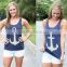 2015 Anchor Tank Tops Graphic Tee Women Back Bow Sleeveless shirt Summer Style Debardeur Woman anchor vest
