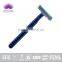 Disposable plastic shaving razor with popular blade