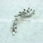 Girls Punk Metal white Crystal Spike wing Ear Cuff Piercing Chain Earring