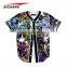 Custom 100% polyester Mens Active Short Sleeve Button Up Baseball Jersey Shirt