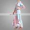 2017 New Arrival Woman Bell Sleeves Floral Long Dress Ladies Fashionable Printed Dress