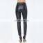 Women Leggings Tight Black Pants 100% Polyurethane Exposed Back Zip Closure Casual Pants