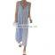 TWOTWINSTYLE Patchwork Ruched Women's Dress Stand Collar Sleeveless Tank Pockets Loose Summer Midi Dresses