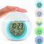 Touch sensor colors changing small round home decoration digital clock led