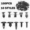 High Quality 100x Trunk Screw Rivets Set Car Bumper Fender For Auto Plastic Fastener Clips