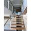 Contemporary Straight Staircases with Wood Tread Invisible Stringer