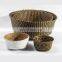 HBK foldable black patterned seagrass laundry rattan natural flower pot storage belly basket