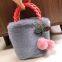 009 2023 Autumn and Winter Faux Leather Bag Pink Plush Bag Slant Span Fruit Cherry Element Shoulder bag