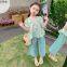 Summer Countryside Style Top and cropped pants set for primary and secondary school girls