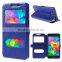 smart double window pu leather flip mobile phone cover case for samsung j1/e7