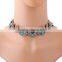 The Latest European And American Bohemian Necklace Ancient Silver Inlaid Turquoise Horn Design Collar