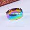 Classic Men Women Rainbow Colorful Ring Titanium Steel Wedding Band Ring Width 8mm Size 7-11