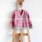 Fashionable stripe children's cotton v-neck cardigan