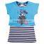 (K4850) 18M-6Y Nova baby girl design t shirts girls cotton t shirt sets child stripe children clothes wholesale