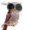 Wholesale jewelry supplier alloy and rhinestone mix color owl brooch jewelry