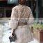Long Women's 100% Real Rabbit Fur Coat with Fox Fur Cuff