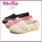 Cream white canvas shoes women crochet shoes