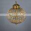 New Design Calssic Blue Black Shade Arched Support Round Ball Decor White Printing Fabric Crystal Chandelier Pendant Light