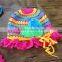 Hand knitted crochet baby colorful one piece dress