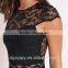 Wholesale New Fashion Black Lace Insert Peplum One Piece Mini Ladies Dress Pattern