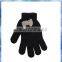 black cheap knit magic gloves with cream bowknot for young girls