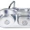 Gourmet Double Bowl Top Mount Stainless Steel Kitchen Sink w/ Knife Holder B10