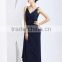 Graceful Fashion Trended Beaded V-neck Spaghetti Strap Simple Long Dress