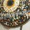 Large Green Marble Round Shape Dinning Table Top, Pietra Dura Marble Table