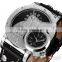 Men Leather Big Dial Analog Quartz Sport Army Watch