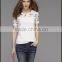 Round collar printing bud silk gauze shirt with short sleeves