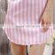 2016 New Pink Striped Suspender Skirt Sleepwear Charming Women's Robes Sexy Pink Lace Lingerie Night Gown Puls Size