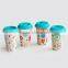 Double Wall Ceramic Coffee To Go Mug for Promotion, Porcelain with Decal Printing& Silicone Lid