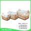 Home storage nested wicker knitting baskets with 2 side handles