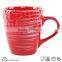 wholesale ceramic stoneware emboss color glaze mug