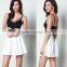 Two pieces sets for women black crop top and white skirts for women