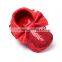 High quality pu sequin baby moccasins