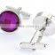 Men's Stainless Steel Cufflinks with purple Back