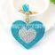 heart shape rhinestone leather keychain for bagpack